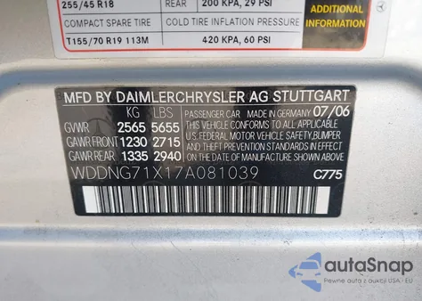 2007 Mercedes-Benz S 550 z USA, uszkodzony, nr VIN WDDNG71X17A081039